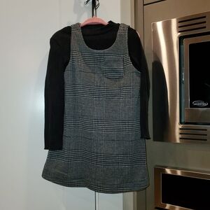 Old Navy Toddler Black and Gray Checkered Dress and Top Set